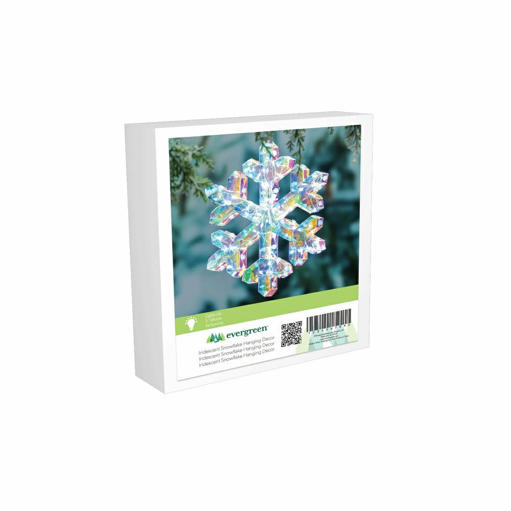 Plow & Hearth Pearl and Pine Outdoor Lamp & Lighting, LED Snowflake, 9"H