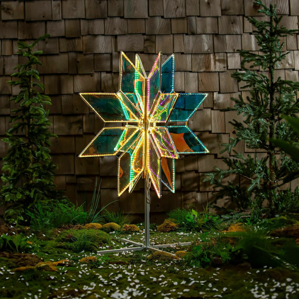 Plow & Hearth Iridescent Snowflake Statement LED Outdoor Lighting, 30"