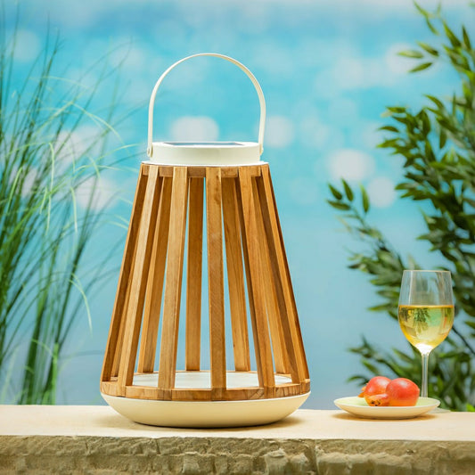 Plow & Hearth Wood Slat Solar Lantern