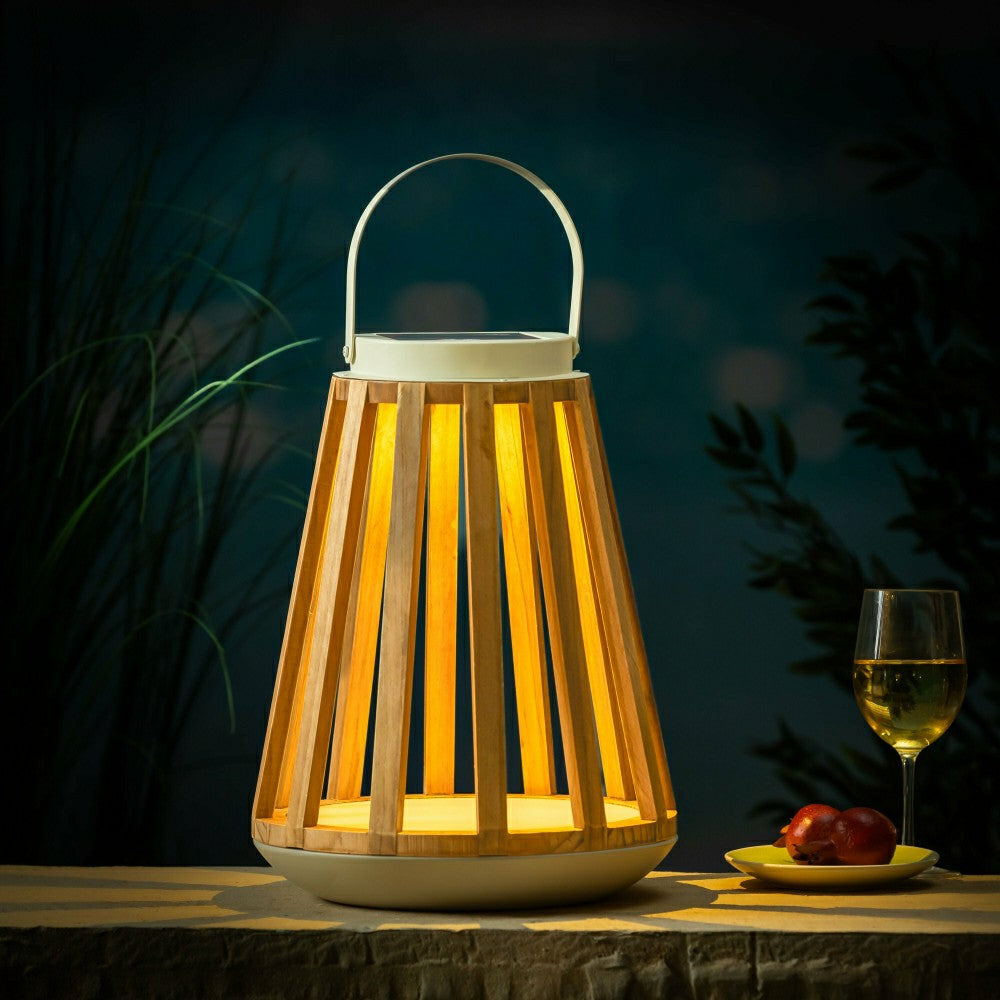 Plow & Hearth Wood Slat Solar Lantern