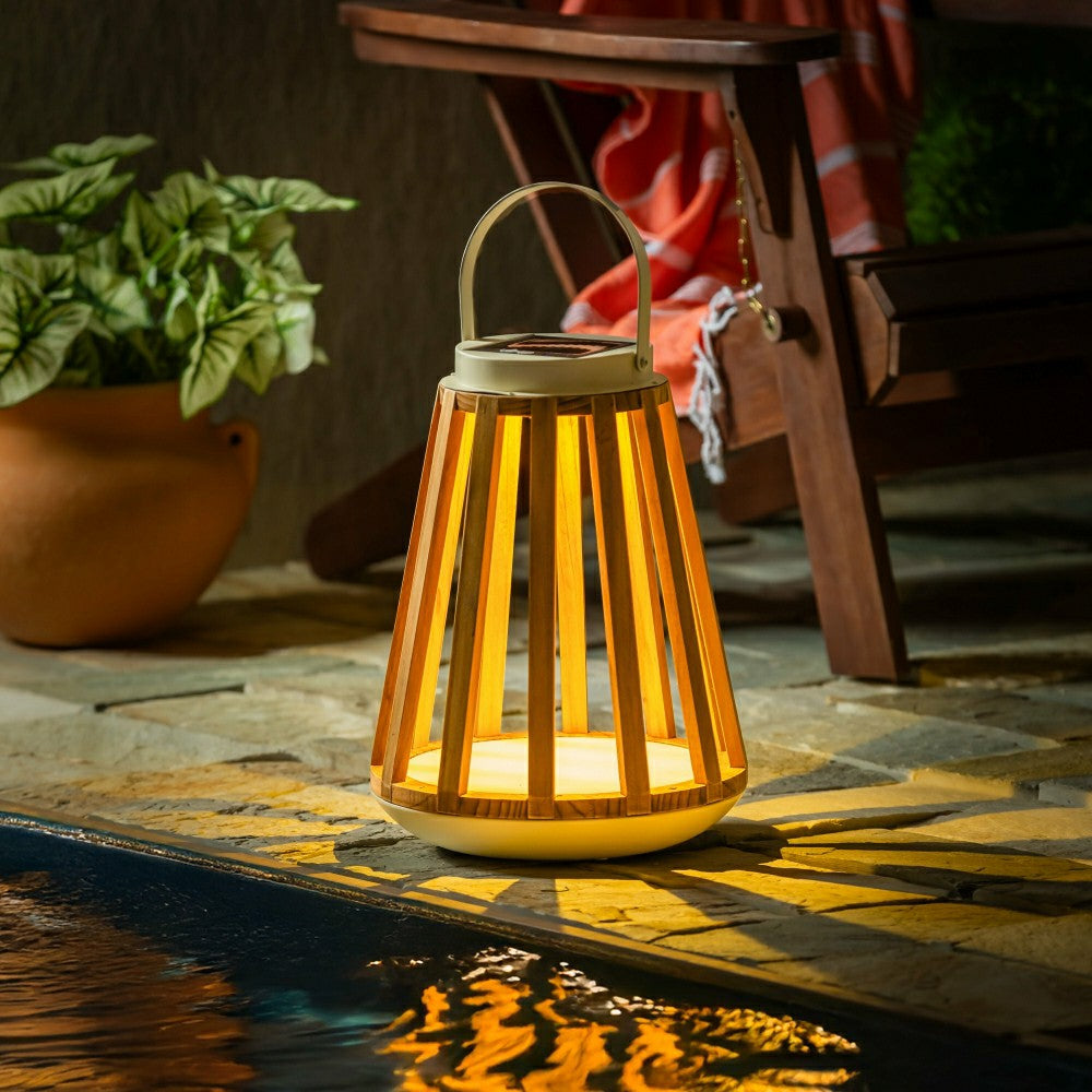 Plow & Hearth Wood Slat Solar Lantern