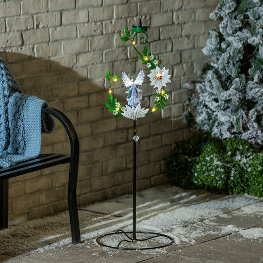 Plow & Hearth Angel 4-in-1 Solar Garden Stake, 48"H