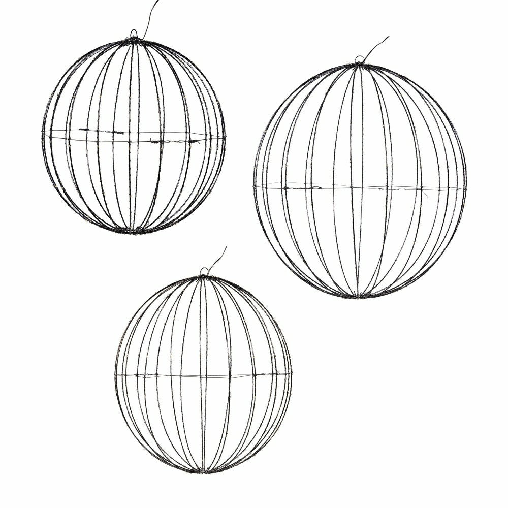 Plow & Hearth LED Foldable Lighting Sphere Décor, Set of 3
