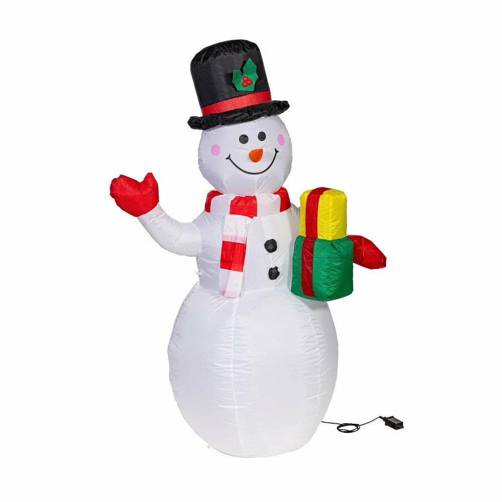 Plow & Hearth EverInflatable, Frosty Gift-Bearing Snowman, 5FT