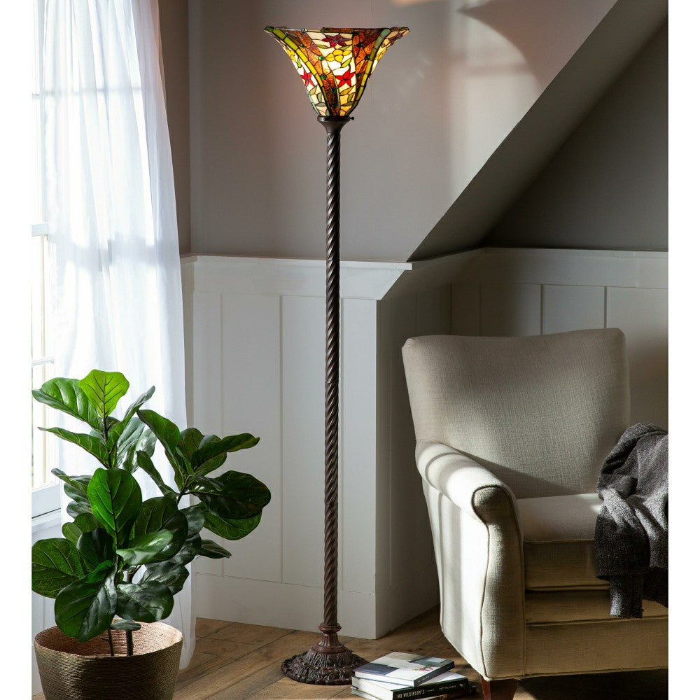 Plow & Hearth Red Star Stained Glass Floor Lamp