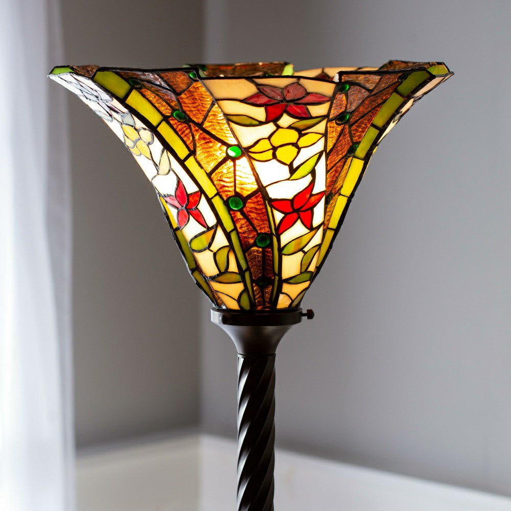 Plow & Hearth Red Star Stained Glass Floor Lamp