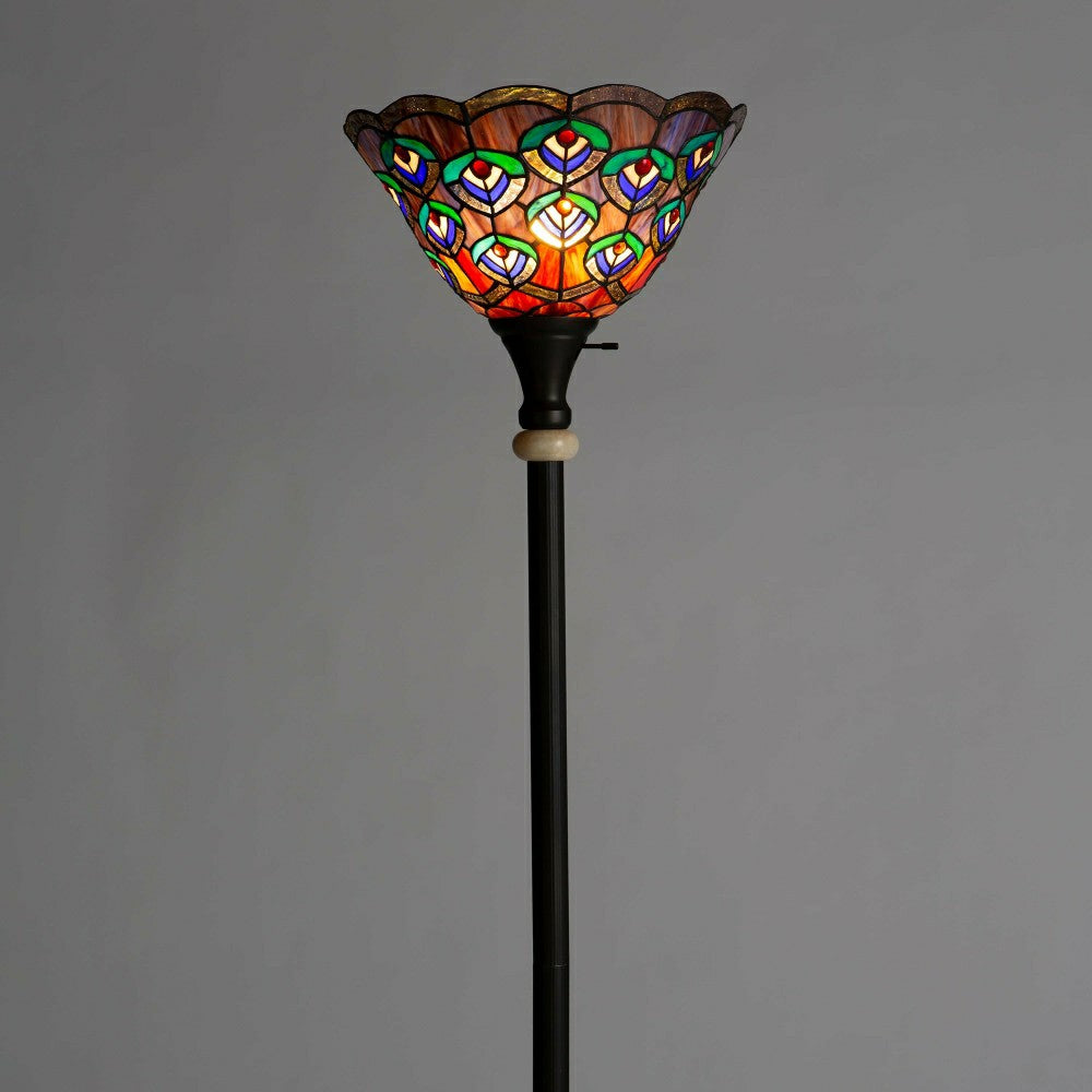 Plow & Hearth Peacock Stained Glass Floor Lamp