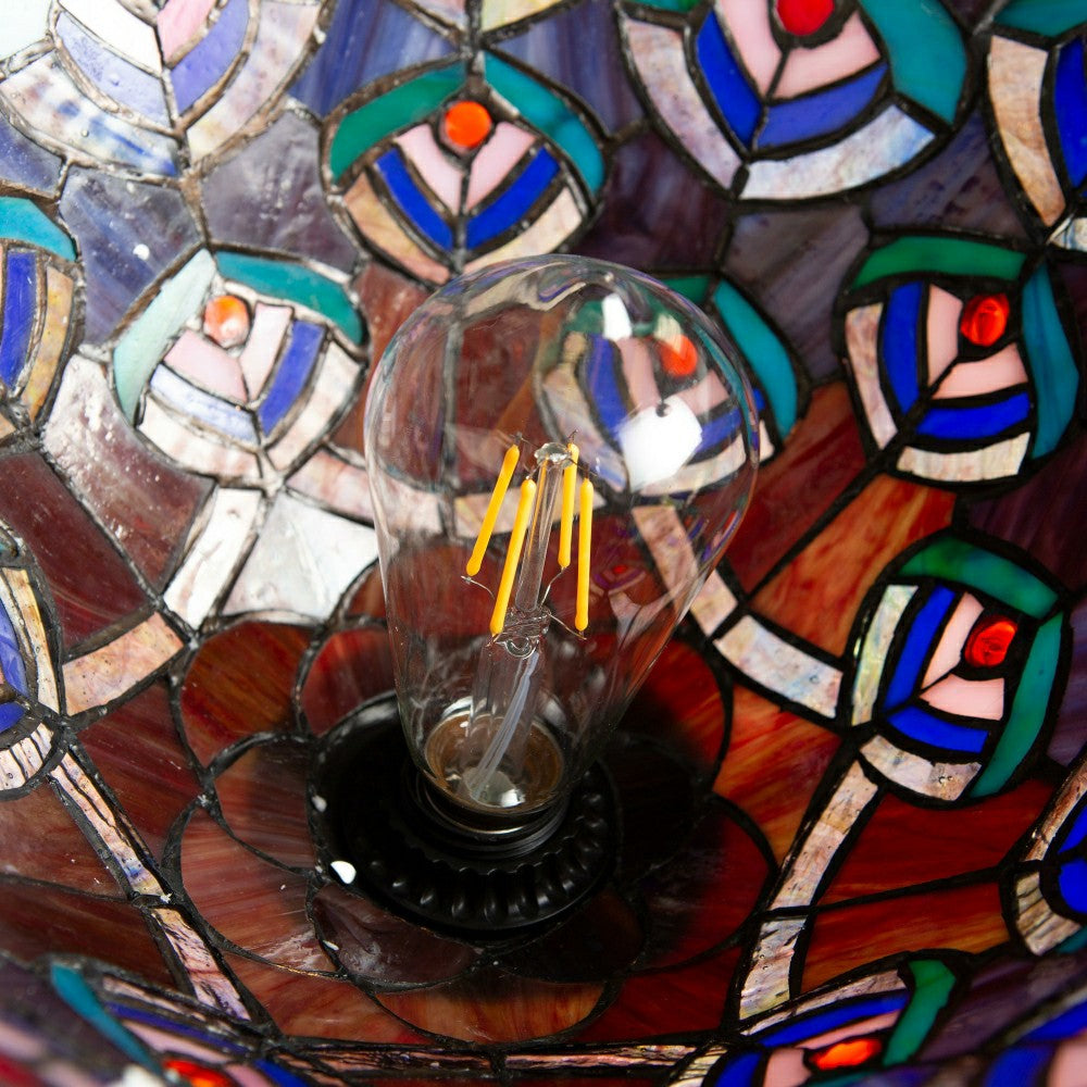 Plow & Hearth Peacock Stained Glass Floor Lamp
