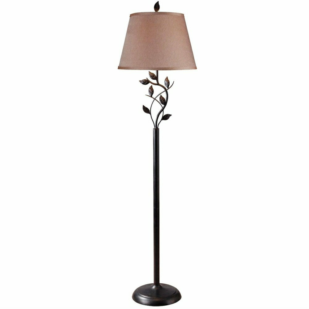 Plow & Hearth Vine Leaves Rubbed Bronze Finish Floor Lamp with 15-inch Gold Tapered