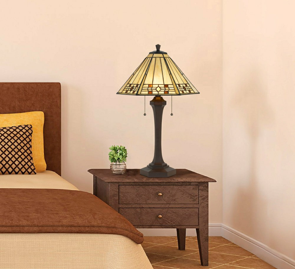 Plow & Hearth Prarie Glow Tiffany Table Lamp