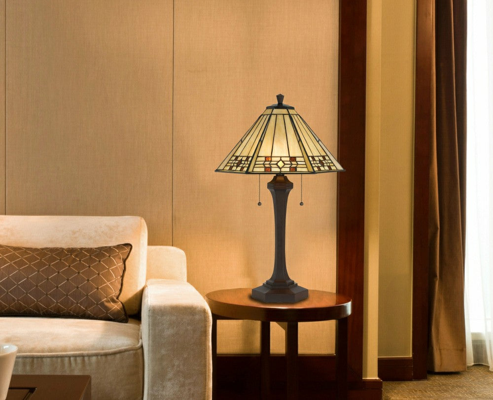 Plow & Hearth Prarie Glow Tiffany Table Lamp