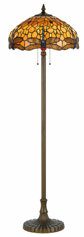Plow & Hearth Tiffany Amber Dragonfly Floor Lamp with Zinc Cast Base