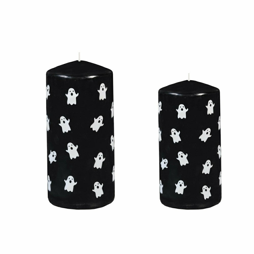 Plow & Hearth Haunted House Ghost Pillar Wax Candle, Set of 2