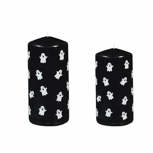 Plow & Hearth Haunted House Ghost Pillar Wax Candle, Set of 2