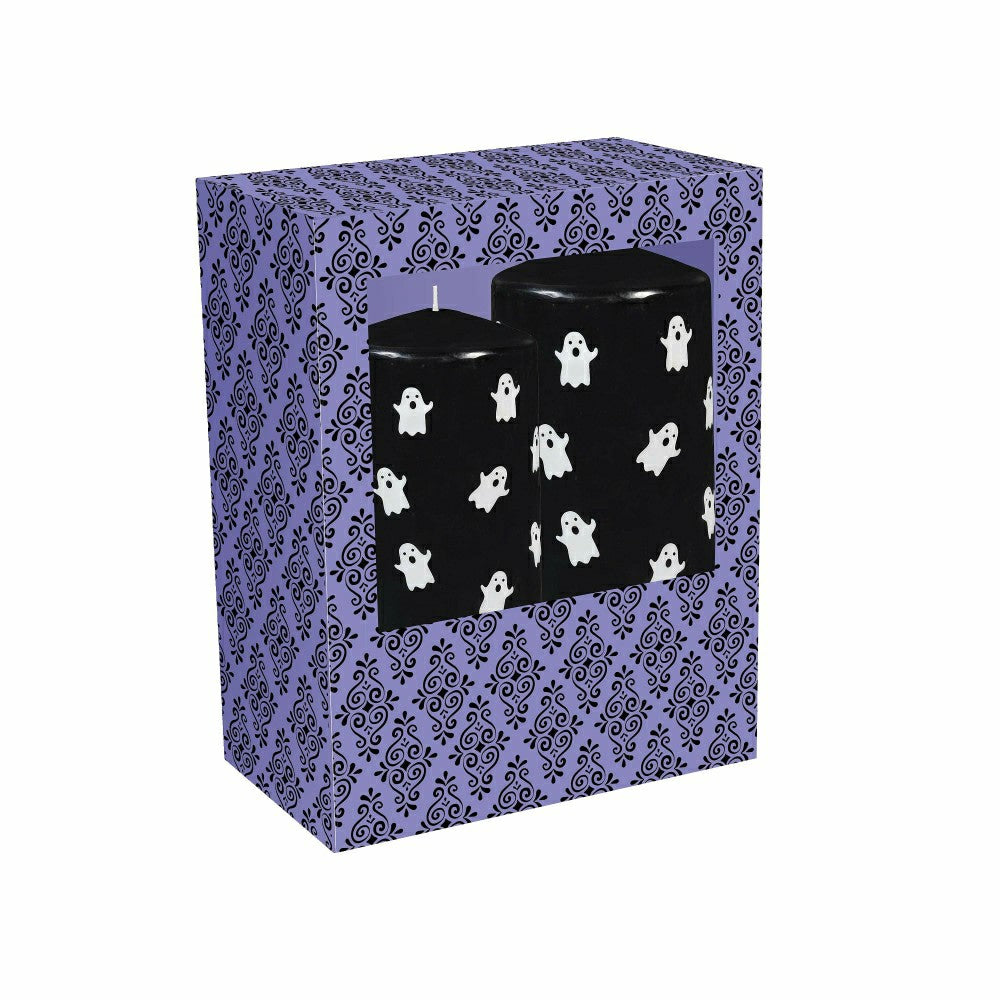 Plow & Hearth Haunted House Ghost Pillar Wax Candle, Set of 2