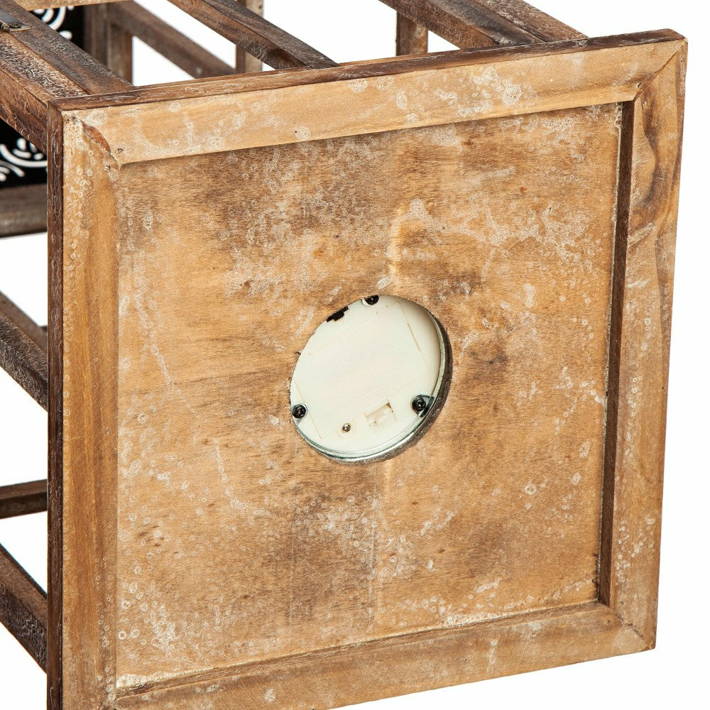 Plow & Hearth Set of 3 Nested Wood and Metal Lanterns w LED Candle