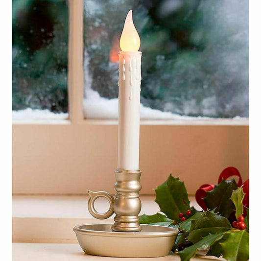 Plow & Hearth Pewter Battery-Operated Single Window LED Window Candle