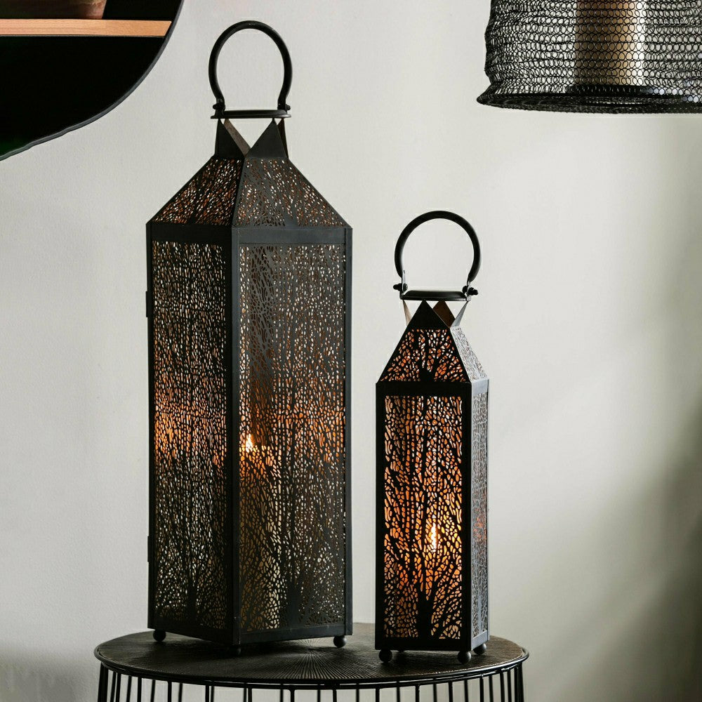 Plow & Hearth Etched Metal Candle Lanterns, Set of 2