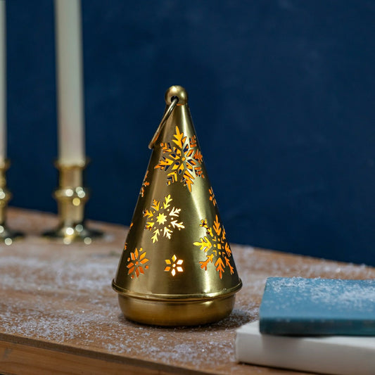 Plow & Hearth Season to Sparkle Candleholder Tree with Snowflake Cut Outs Metal Teal