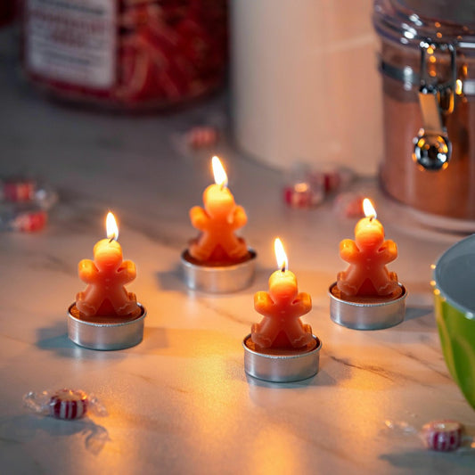Plow & Hearth Baking Spirits Bright Candle, Gingerbread Man Shaped Wax Candle, Set o