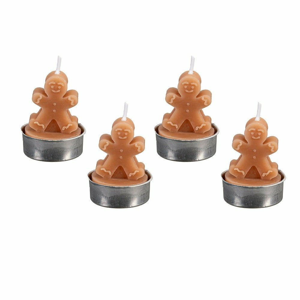 Plow & Hearth Baking Spirits Bright Candle, Gingerbread Man Shaped Wax Candle, Set o