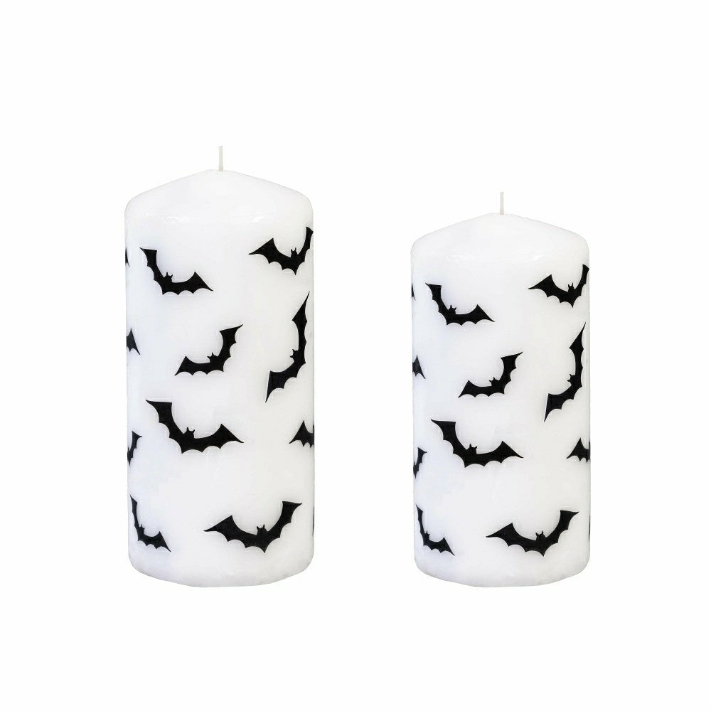 Plow & Hearth Haunted House Bat Pillar Wax Candle, Set of 2