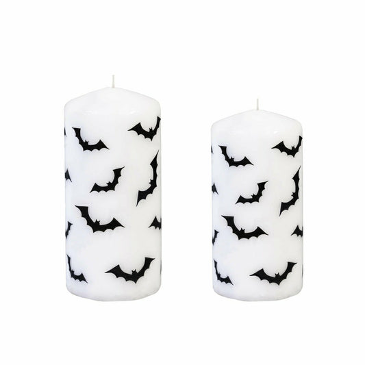 Plow & Hearth Haunted House Bat Pillar Wax Candle, Set of 2