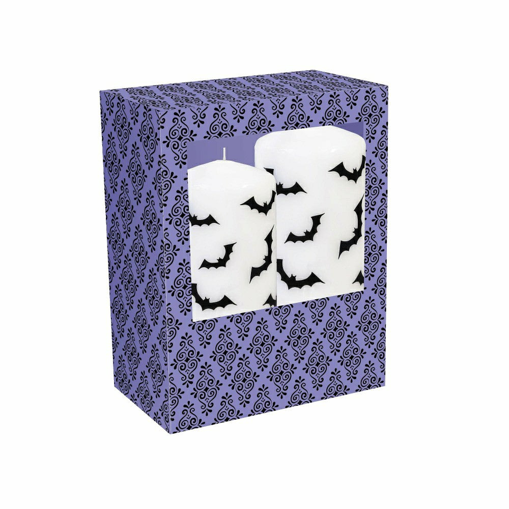 Plow & Hearth Haunted House Bat Pillar Wax Candle, Set of 2