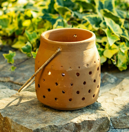 Plow & Hearth Cut-Out Dots Clay Lantern