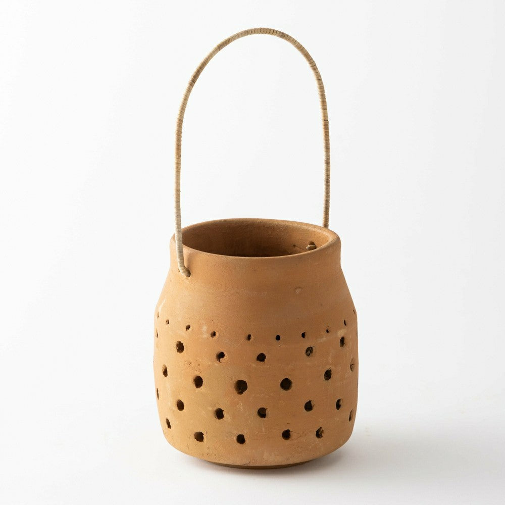 Plow & Hearth Cut-Out Dots Clay Lantern