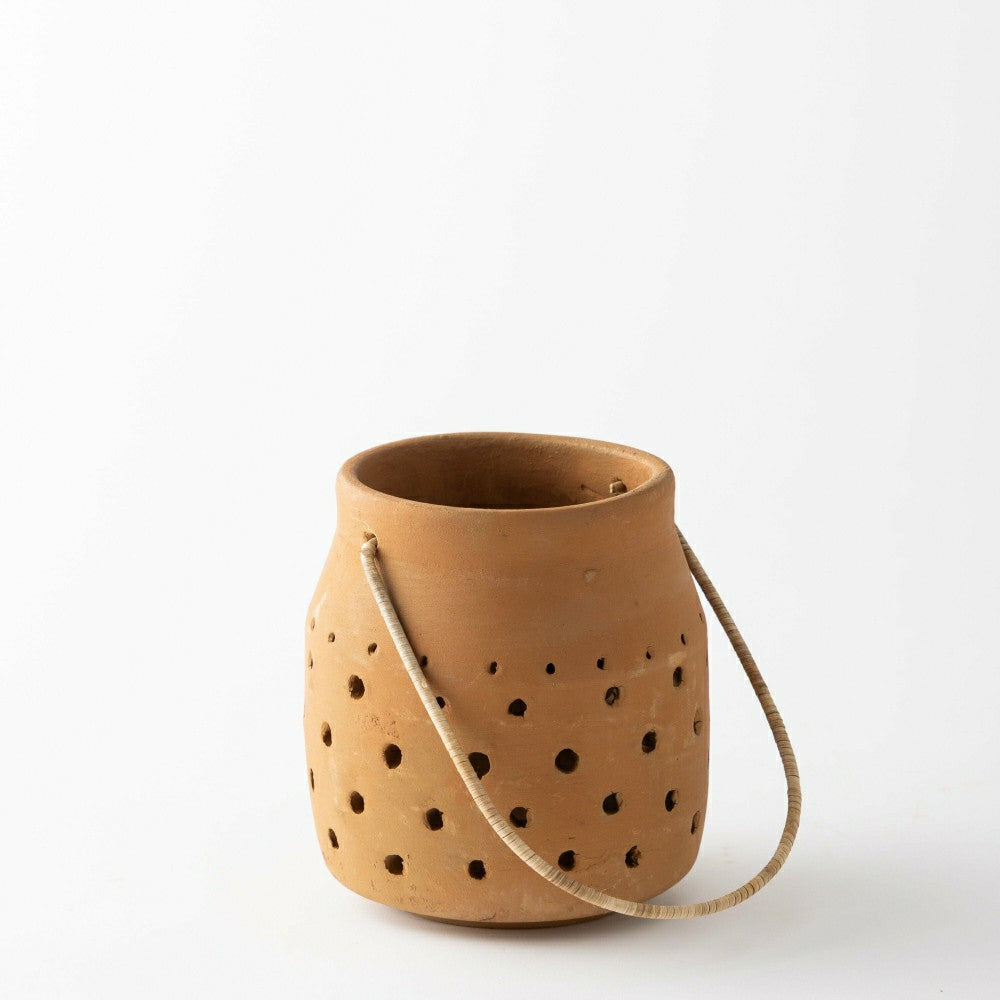 Plow & Hearth Cut-Out Dots Clay Lantern