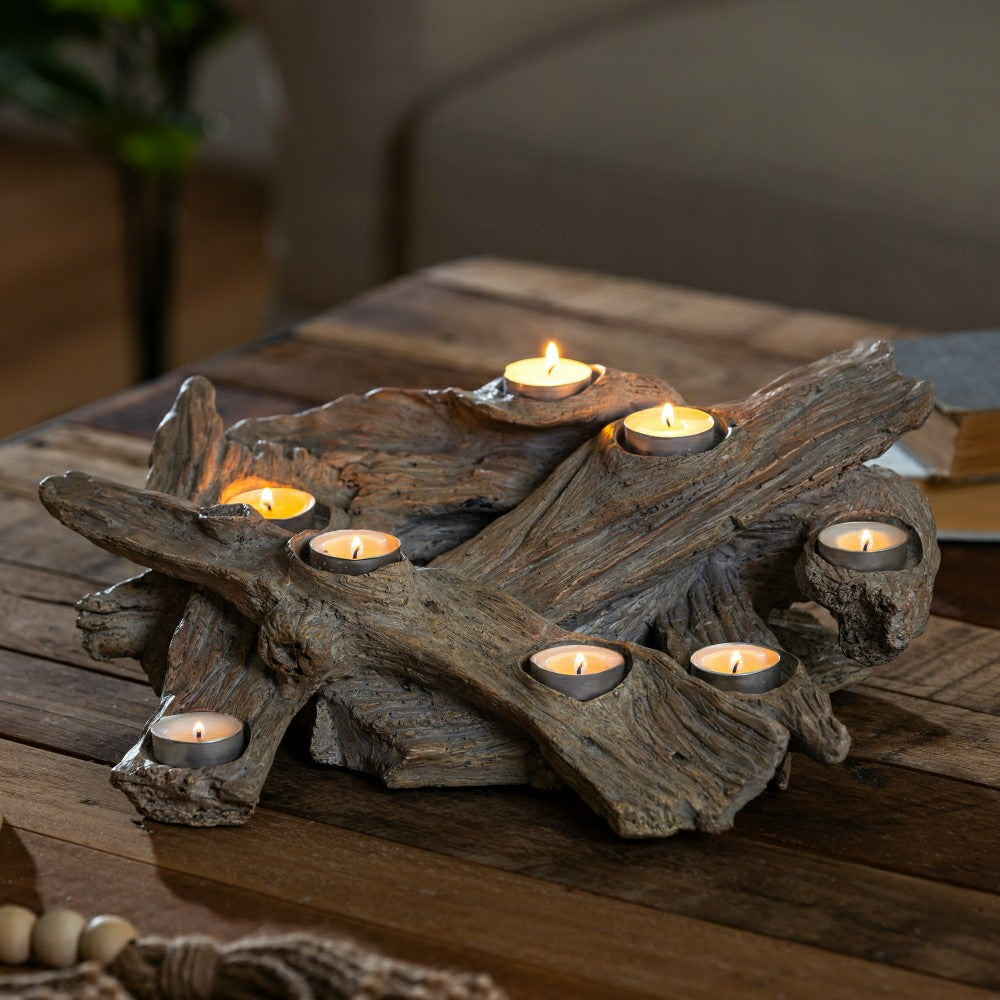Plow & Hearth Resin Driftwood Hearth Candle Holder