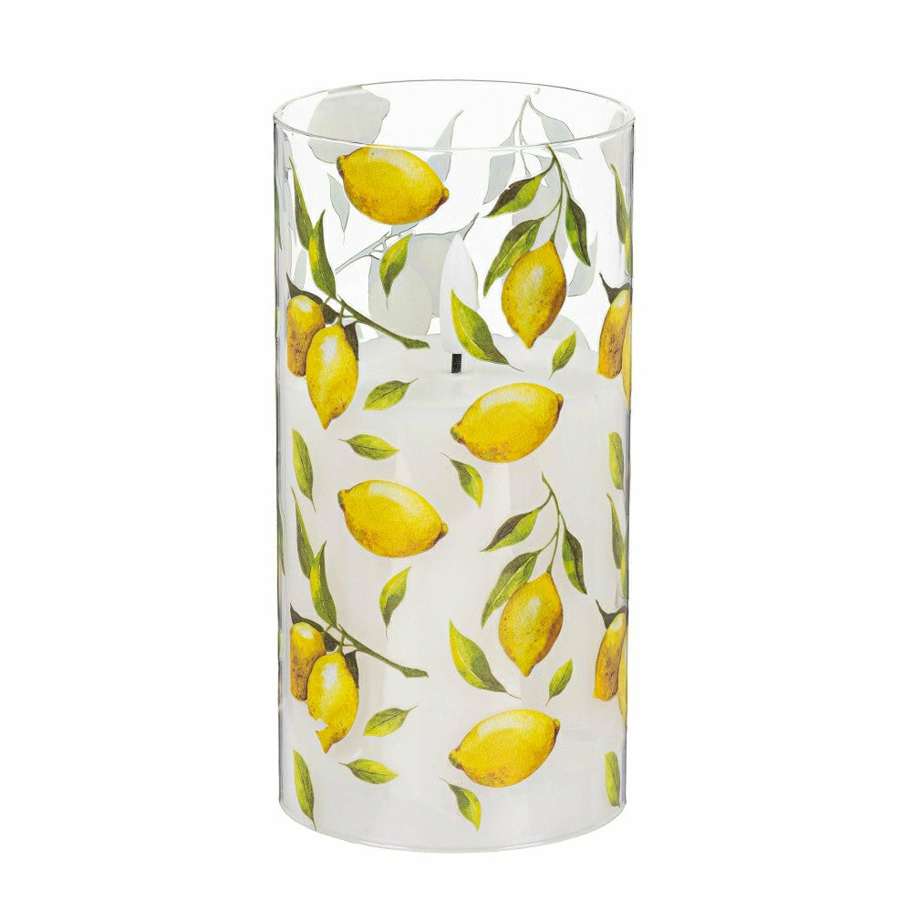 Plow & Hearth Lemon LED Glass Wax Candle Set