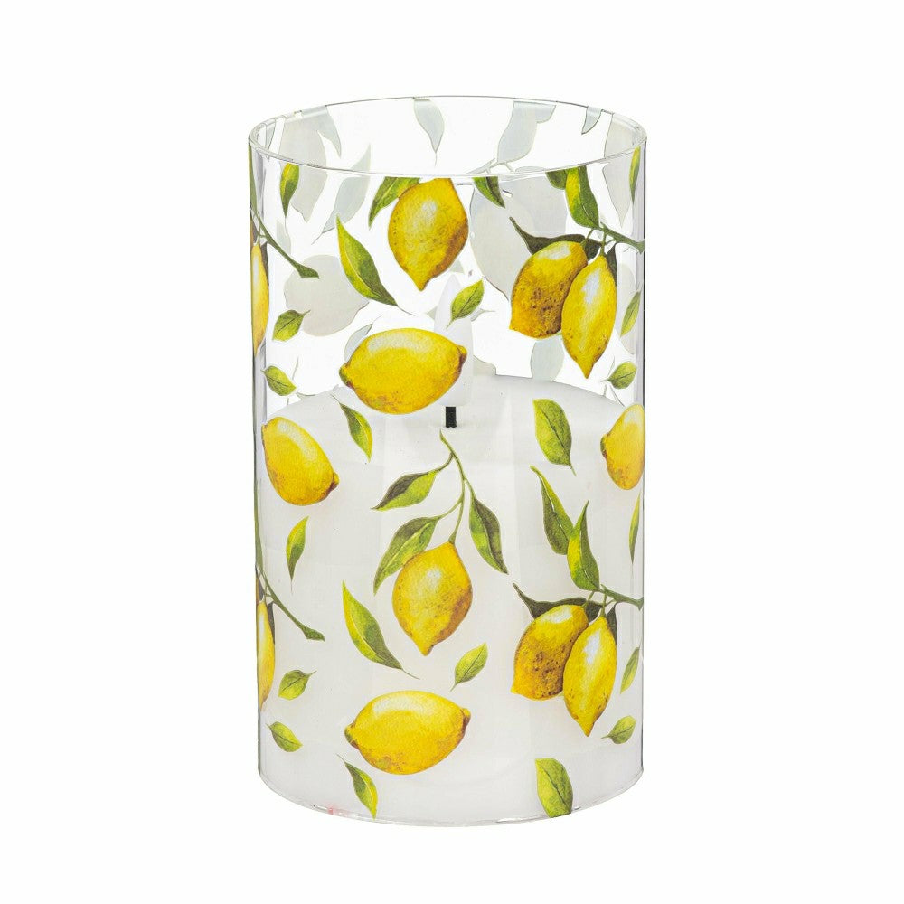 Plow & Hearth Lemon LED Glass Wax Candle Set
