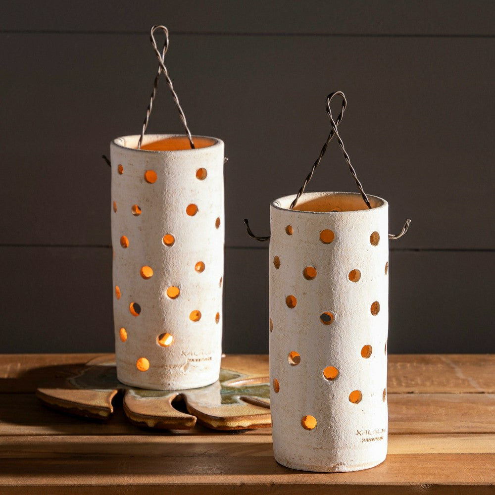 Plow & Hearth Clay Hanging Candle Lantern