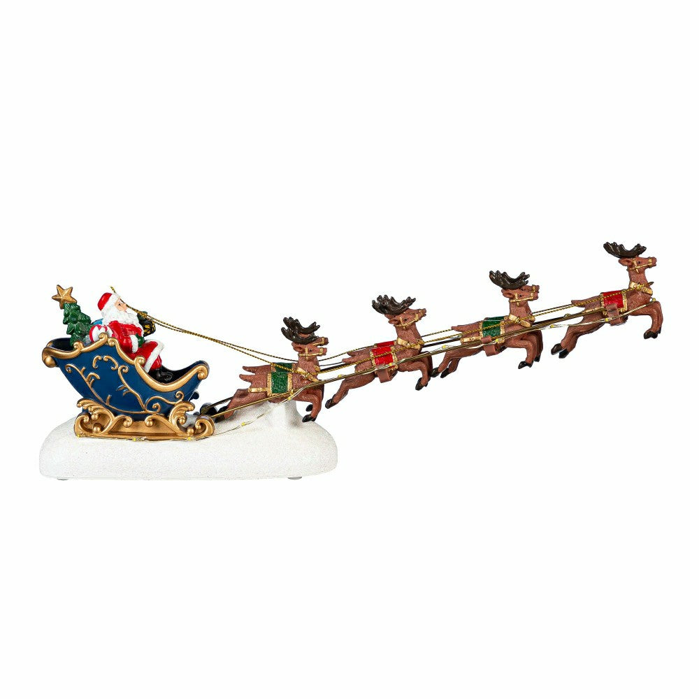 Plow & Hearth Heartfelt Cheer LED Table Decor Santa Sleigh Plastic Chasing Lights, 1