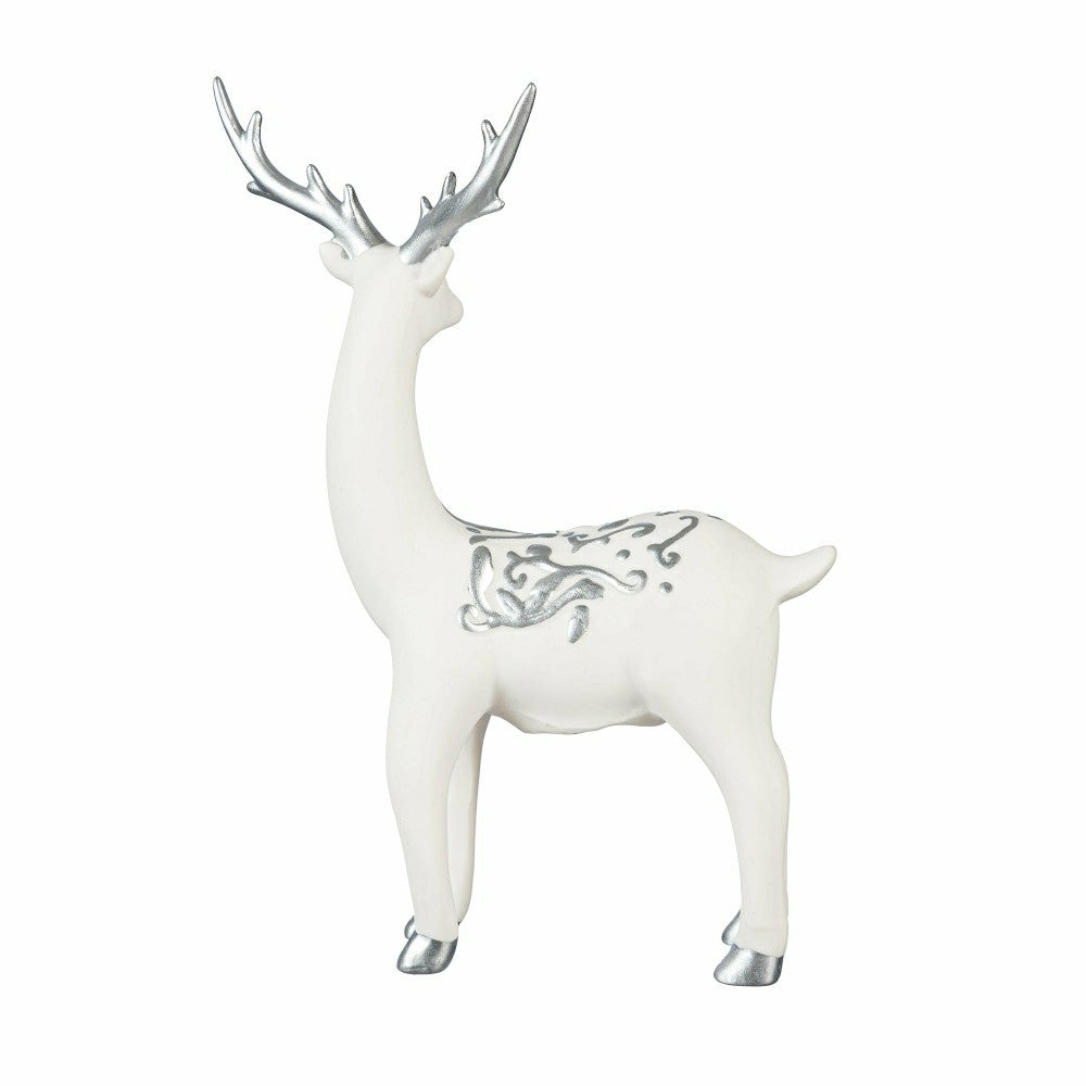 Plow & Hearth Season to Sparkle Table Décor Deer with Metallic Embellishment Ceramic