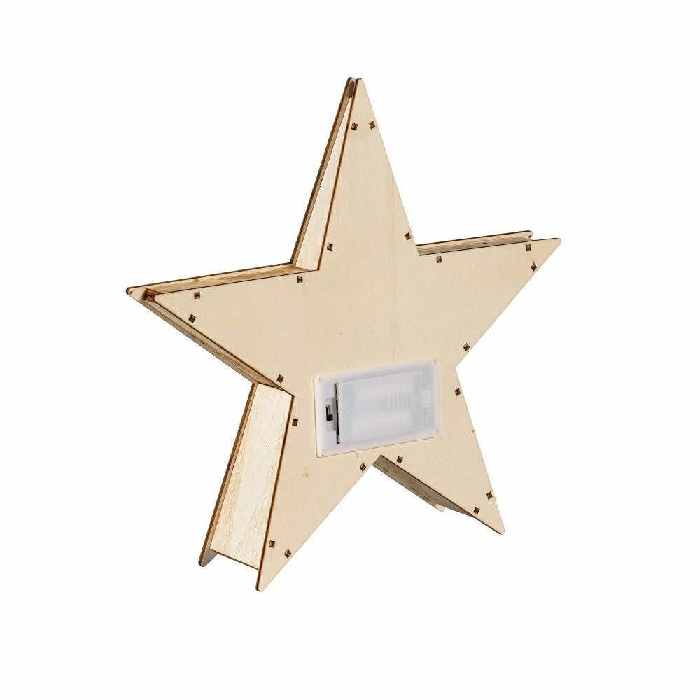 Plow & Hearth VivaStyle LED Table Decor, LED Wood Table Decor, Star, 10.4"H