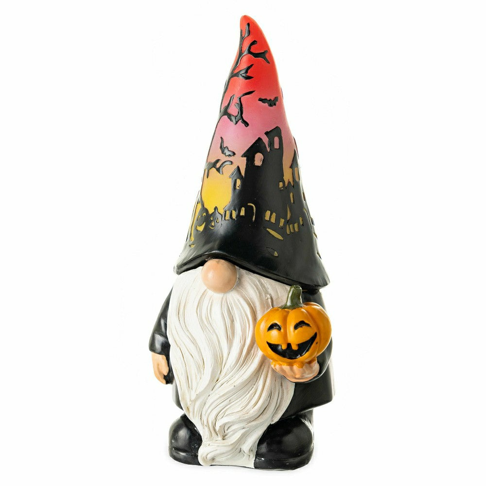 Plow & Hearth Halloween Gnome with Lighted Hat and Pumpkin