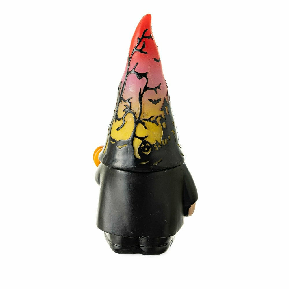 Plow & Hearth Halloween Gnome with Lighted Hat and Pumpkin