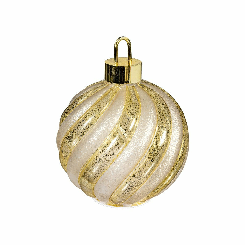 Plow & Hearth Season to Sparkle LED Table Decor Ornament Shaped Rotating Glass, 10"H
