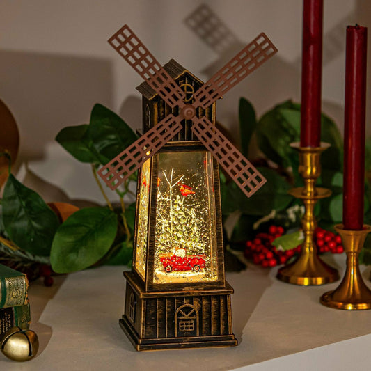 Plow & Hearth Snowbirds LED Table Decor Truck with Cardinals in Windmill Plastic Wat