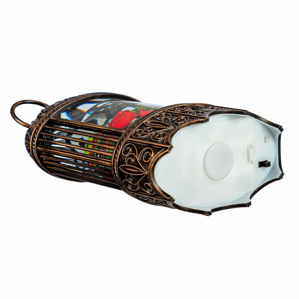 Plow & Hearth Snowbirds LED Table Decor Cardinal in Birdcage Plastic Water Lantern,