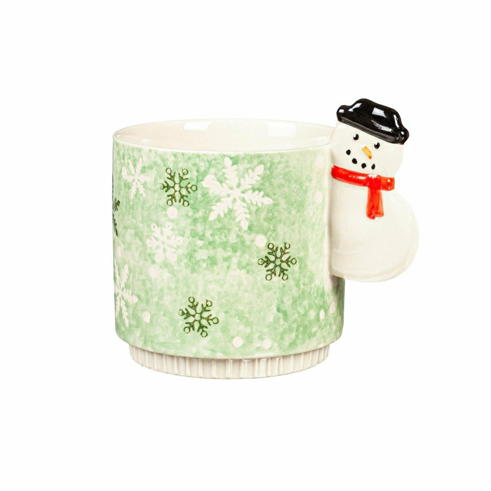 Plow & Hearth 15oz Ceramic Cup, Snowman Handle