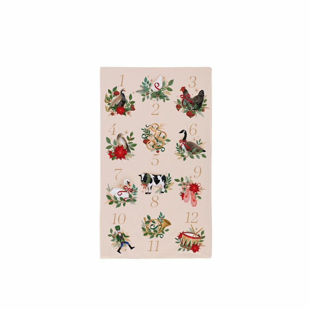 Plow & Hearth Snowbirds Drinkware Gift Set Ceramic Cup and Kitchen Towel, 12oz, 18"