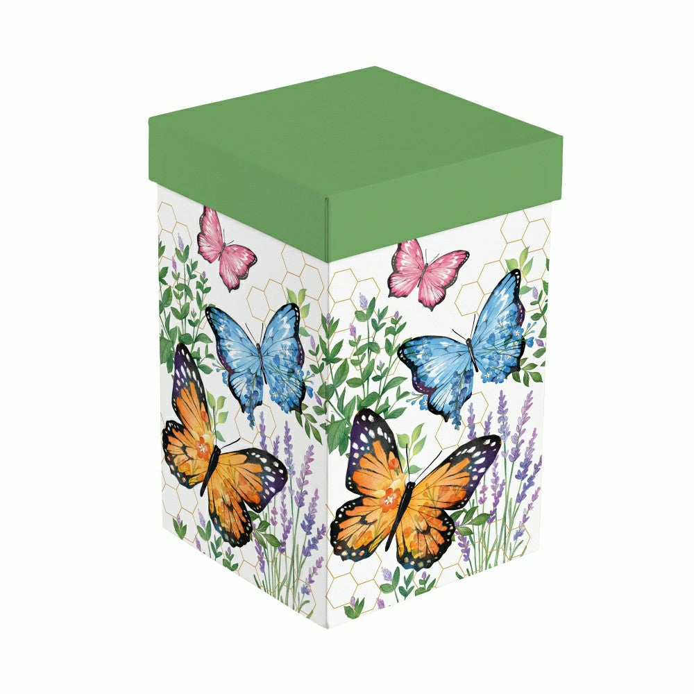 Plow & Hearth Cottage Garden Ceramic Perfect Cup, Butterfly, 17oz, Gift Box