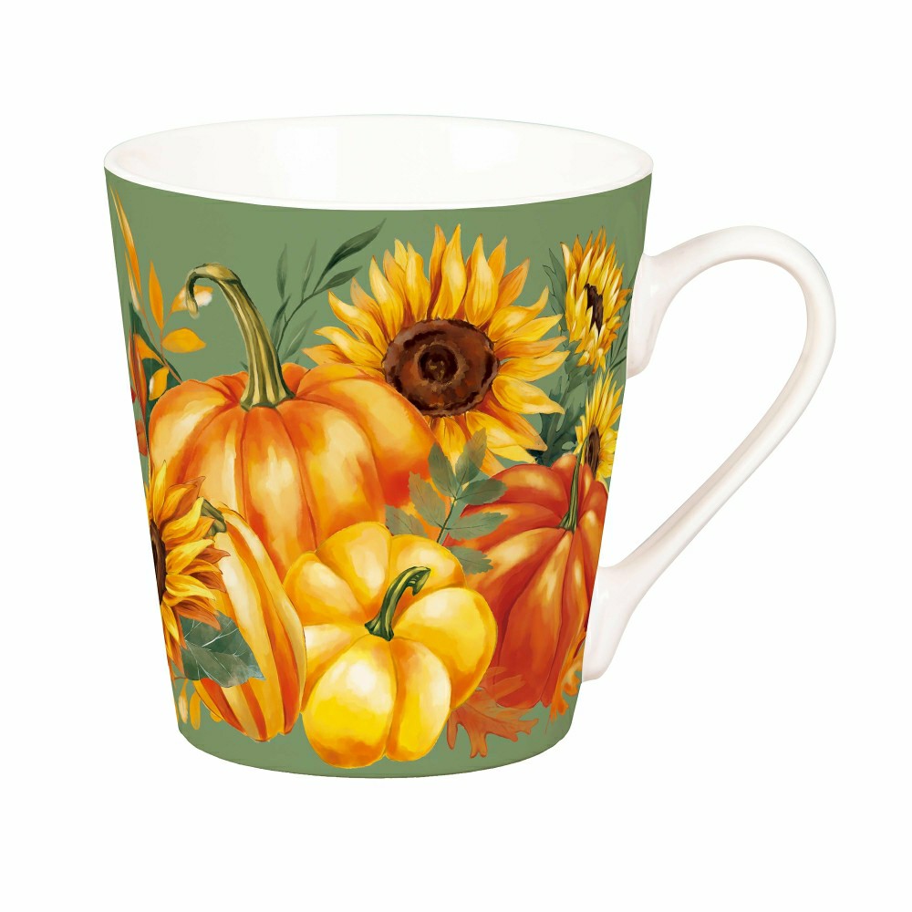 Plow & Hearth Grateful Gatherings Ceramic Flare Cup and Teal Socks Gift Set, 12oz, G