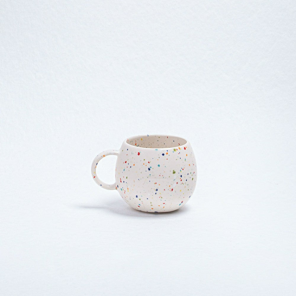 Plow & Hearth White Ball Stoneware Ceramic Mug, 8.5oz