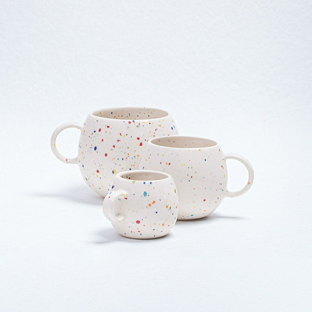 Plow & Hearth White Ball Stoneware Ceramic Mug, 8.5oz