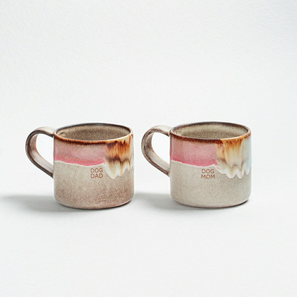 Plow & Hearth Dog Mom & Dad Stoneware Ceramic Mugs, 12.2oz, Set of 2